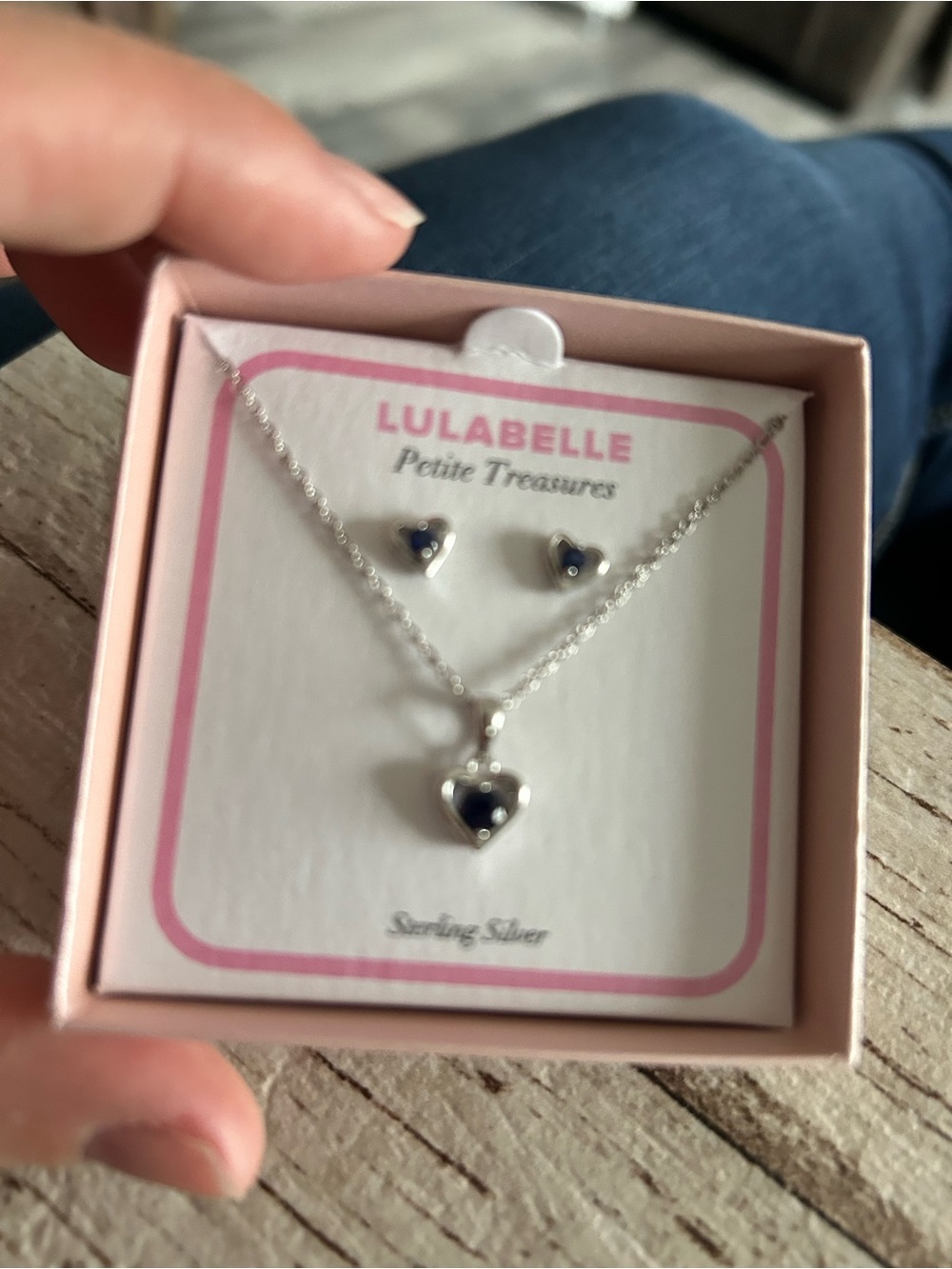 4/$100 Sterling Silver Navy Heart Necklace & Earrings Set